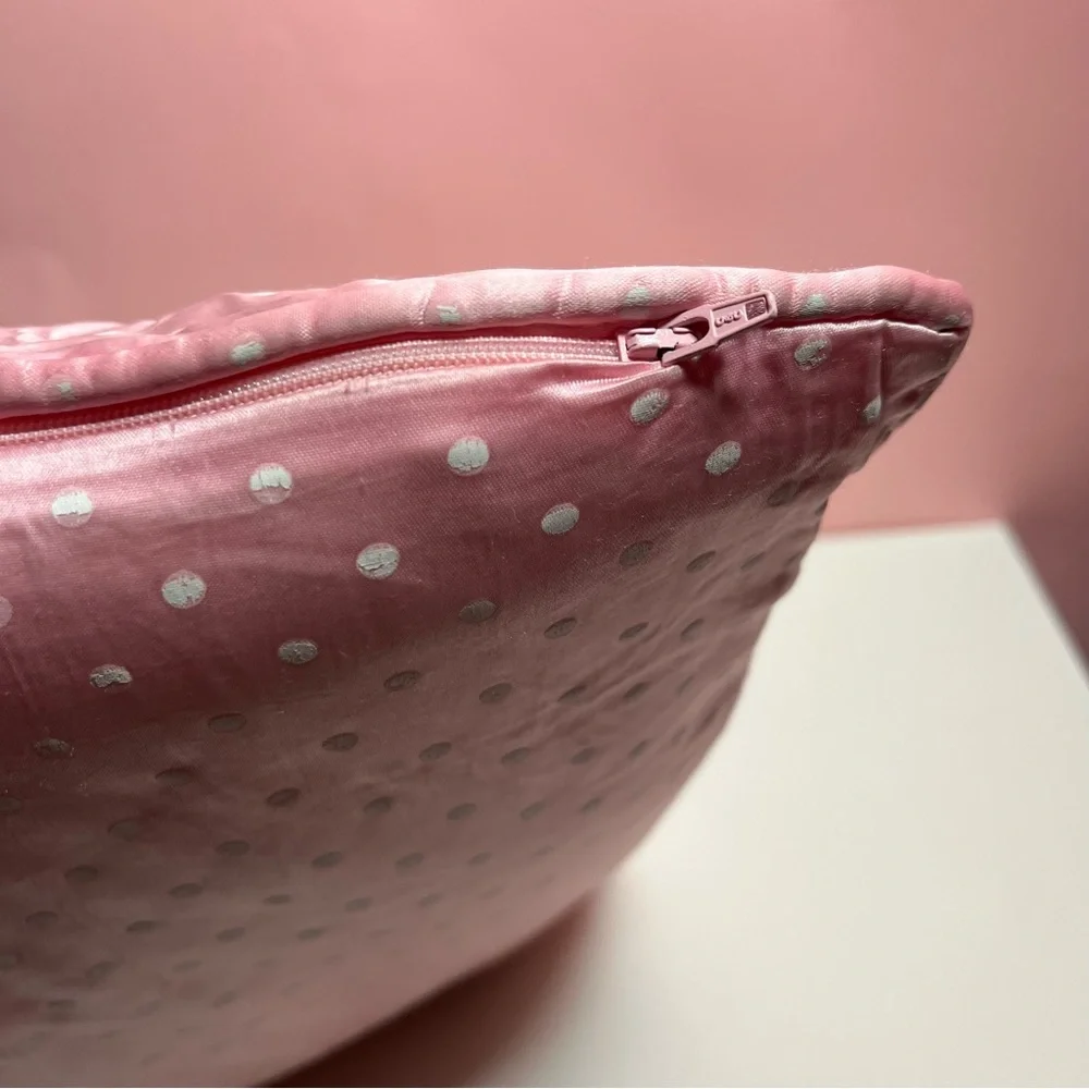 Y2K 2000s preppy pink polkadot throw pillow